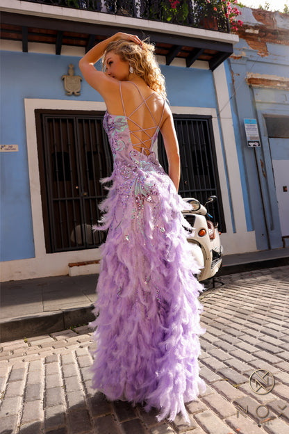 Lavender Feathered Gown