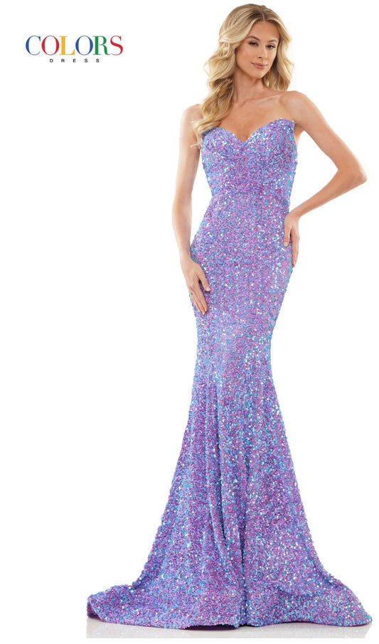 Velvet Sequin Fit and Flare Gown